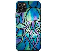 Stained Glass Jellyfish Blue Purple Mosaic Ocean Art Coque pour iPhone 11 Pro Max