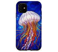 Stained Glass Jellyfish Mosaic Art Ocean Creature Coque pour iPhone 11