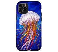 Stained Glass Jellyfish Mosaic Art Ocean Creature Coque pour iPhone 11 Pro