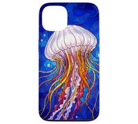Stained Glass Jellyfish Mosaic Art Ocean Creature Coque pour iPhone 13
