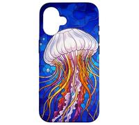 Stained Glass Jellyfish Mosaic Art Ocean Creature Coque pour iPhone 16