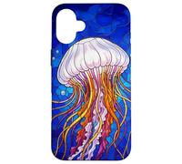 Stained Glass Jellyfish Mosaic Art Ocean Creature Coque pour iPhone 16 Plus