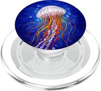 Stained Glass Jellyfish Mosaic Art Ocean Creature PopSockets PopGrip pour MagSafe