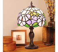 Stained Glass lamp 8 Pouces Rétro Lampe en Verre avec Abat-Jour en Vitrail Artisanal et Base en Métal pour Décorer la Chambre à Coucher le Salon le Bureau