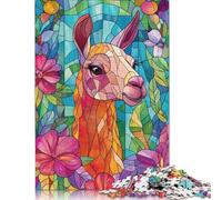 Stained Glass Llama Puzzle 1000 Pièces Educa Jouet en Bois Cadeau Unique Décoration Intérieure Jeu Éducatif Challenge Toy Adultes & Enfants des 14 Ans 500pcs (52x38cm)