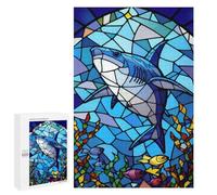 Stained Glass Ocean Life Mosaic Puzzle Décoratif en Bois, 1000 PCS - Projet Puzzle du W nd - À Assembler, Encadrer Et Exposer