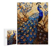 Stained Glass Peacock Artwork-2 Puzzle 1000 Pièces Educa Jouet en Bois Cadeau Unique Décoration Intérieure Jeu Éducatif Challenge Toy Adultes Et Enfants À Partir De 14 Ans 500 PCS