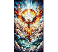 Stained Glass Phoenix Diamond Art Kits,5D Diamond Painting Kits for Adults,DIY Full Square Drill diamond painting kits for Beginners Rhinestone Embroidery Picture Art For Home Decor 60x130 cm