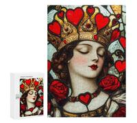 Stained Glass Queen of Hearts Puzzle 1000 Pièces Educa Jouet en Bois Cadeau Unique Décoration Intérieure Jeu Éducatif Challenge Toy Adultes Et Enfants À Partir De 14 Ans 300 PCS