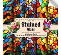 Stained Glass Scrapbook Paper: 20 Double Sided Sheets, Colorful Glass for Wrapping, Origami, Decoupage, Card Making, & More