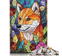 Stained Glass Shiba Inu Puzzle 1000 Pièces Educa Jouet en Bois Cadeau Unique De l'art De La Décoration Jeu Éducatif Challenge Toy pour Adultes Et Enfants À Partir De 12 Ans 1000pcs (75x50cm)