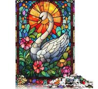 Stained Glass Swan Puzzle 1000 Pièces Educa Jouet en Bois Cadeau Unique De l'art De La Décoration Jeu Éducatif Challenge Toy Adultes & Enfants des 14 Ans 1000pcs (75x50cm)