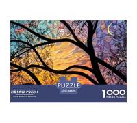 Stained Glass Tree Branches Sunset 1000 Pcs Carton Premium Lot de Puzzles Colorful Glasses Stimulant Et Éducatif Jeu Créatif Puzzles As Birthday Gifts 38x26cm/1000pcs