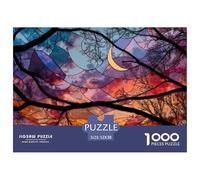 Stained Glass Tree Branches Sunset 1000 Pièces Carton Premium Coffret De Puzzles Colorful Glasses Stimulant Et Éducatif Jeu Créatif Puzzles As Birthday Gifts 52x38cm/1000pcs