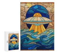 Stained Glass UFO Scene Puzzle 1000 Pièces Educa Jouet en Bois Cadeau Unique Décoration Intérieure Jeu Éducatif Challenge Toy Adultes Et Enfants À Partir De 14 Ans 300 PCS
