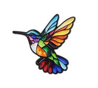 Stained Glass Wildlife Enamel Pins, Animal Pins with Fox, Wolf, Hummingbird & Red Bird, Cute Unique Wildlife Brooch for scarves, backpacks, and jackets-to animal lovers (Hummingbird)