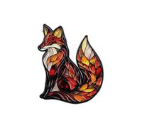 Stained Glass Wildlife Enamel Pins, Animal Pins with Fox, Wolf, Hummingbird & Red Bird, Cute Unique Wildlife Brooch for scarves, backpacks, and jackets-to animal lovers (Fox)