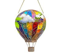 Stained Hangable Acrylic Balloon Pendant - Decorative 2D Hot Air Balloon Ornament, Bright Multicolor Finish Adds Whimsical Charm Indoors Or Outdoors | Window, Tree, Door, Lawn, Garden, Patio, Home
