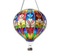 Stained Hangable Acrylic Balloon Pendant - Decorative 2D Hot Air Balloon Ornament, Bright Multicolor Finish Adds Whimsical Charm Indoors Or Outdoors | Window, Tree, Door, Lawn, Garden, Patio, Home
