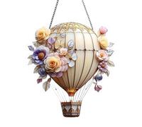Stained Hangable Acrylic Balloon Pendant - Decorative 2D Hot Air Balloon Ornament, Bright Multicolor Finish Adds Whimsical Charm Indoors Or Outdoors | Window, Tree, Door, Lawn, Garden, Patio, Home