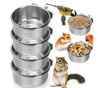 Stainless Bird Bowl - Feeding Dish for Cage Use | 304 Steel 4 Pack, 10x10x4.5cm Size, Compact 3.94x3.94x1.77in, Easy Clean Cups, Suitable for Macaws, Parakeets, Lovebirds, Conures and Outdoor Garden