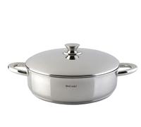 STAINLESS LOW COOKING POT WITH LID 22 cm.
