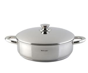 STAINLESS LOW COOKING POT WITH LID 24 cm.