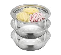 Stainless Steel Basin, 28cm Kitchen Strainer Set, 5-in-1 Vegetable Slicer and Drainage Basin, Durable Food-Grade Prep Station, Professional Culinary Grater Style, Heavy Duty Salad Spinner & Colander