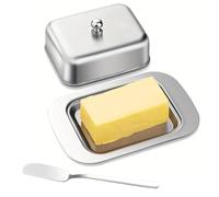 Stainless Steel Butter Dish - Covered Butter Holder with Lid, Kitchen Storage Container, Modern Keeper Box with Compact Design, Countertop Organizer for Home Restaurant 7.28x4.8inches
