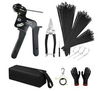Stainless Steel Cable Tie Gun With 200PCS Stainless Steel Cable Ties Cable Tie Tool for Metal Cable Zip Ties Tensioning Cutter Metal Zip Tie Tool Kit Self-Locking Zip Ties Kit