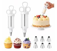 Stainless Steel Cake Decorating Gun Kit, 5piping Tips Cake Decorating Tools (S+L)