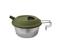 Stainless Steel Camping Mug - Folding Handle Tea Pot with Silicone Lid, Durable Lightweight Design | Travel Outdoor Hot Cold Coffee Tea Drink Cooking Gear Support for Backpacking Hiking Adventures