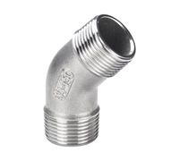 Stainless Steel Cast Pipe Fitting, Stainless Steel 45 Degree 90 Deg Elbow, 1/4" 3/8" 1/2" 3/4" 1" 1-1/4" Male-Female Threaded Elbow Connector 304 Pipe Fitting, 1pcs(45 male t elbow,1 Inch)