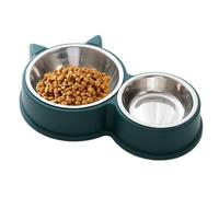 Stainless Steel Cat Bowls with Anti-Slip Base, Cat Ear Shape Design, Water and Food Feeder, 11.81x5.51x1.97 in Thickened Pet Supplies to Prevent Tipping, Ideal for Puppies and Cats