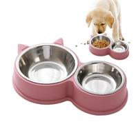 Stainless Steel Cat Bowls with Anti-Slip Base, Cat Ear Shape Design, Water and Food Feeder, 11.81x5.51x1.97 in Thickened Pet Supplies to Prevent Tipping, Ideal for Puppies and Cats