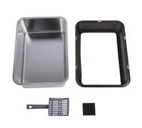 Stainless Steel Cat Litter Box, Top Entry Large High Sided Kitty Litter Pan, Anti Splashing Design with Scoop for Big Cats, Odor Blocking Metal Litter Tray for Indoor Use (Black)