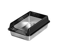 Stainless Steel Cats Bathroom Half Closed Design Easy to Clean Smoothly Surfaces Litter Box for Pet Office Home Use Open Top Litter Box