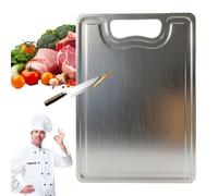 Stainless Steel Chopping Board, Large Metal Cutting Board for Kitchen Cooking, Heavy-Duty Steel Chopping Board, Dishwasher Safe, Rust-Proof, Double Sided for Meat and Vegetable (36 x 25cm,3mm)