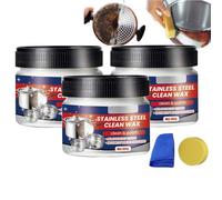 Stainless Steel Clean Wax, Déartrant Et Degraissant Clean Four Et Grill, Nano-Technology Stainless Steel Cleaning Paste, Nettoyant Pour Acier Inoxydable Nettoie Avec éponge (3PC)