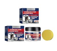 Stainless Steel Clean Wax,Nano-Technology Stainless Steel Cleaning Paste,Stainless-Steel Cleaner,Nettoyant pour acier inoxydable four et grill,Pâte de nettoyage en acier inoxydable avec éponge (2)