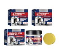 Stainless Steel Clean Wax,Nano-Technology Stainless Steel Cleaning Paste,Stainless-Steel Cleaner,Nettoyant pour acier inoxydable four et grill,Pâte de nettoyage en acier inoxydable avec éponge (3)
