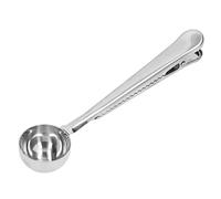 Stainless Steel Coffee Spoon Sealing Clip 2 in 1 Tight Sealing Deepen Design Convenient Practical for Coffee Tea Powder Measuring (Flat clip silver)