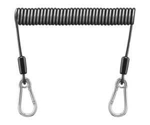 Stainless Steel Coiled Lanyard - Durable Retractable Tether Strap | Heavy Duty Safety Cord with Hook for Kayak Canoe Paddles Fishing Rod Marine Tools Outdoor Gear Security Attachment, Boating