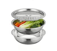 Stainless Steel Colander - Stainless Steel 26-28cm | Metal Strainer, Quick Draining Kitchen Colander Set | For Fruit Vegetable Salad Pasta Rice Washing Cleaning Home Apartment Use