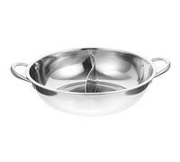 Stainless Steel Cookware Divided Pot Hot Pot with Divider Stainless Steel Hot Pot Divided Hot Pot Pan Household Hot Pot Stock Pot Stainless Steel Cookware Divided Pot (Color : Silver, Size : 26X26X7