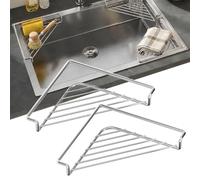 Stainless Steel Corner Sink Shelf with Triangular Open Wire Rack Design (2)