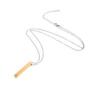 Stainless Steel Couple's Necklace with Rhinestone Vertical Bar Pendant Stylish Nameplate Jewelry for Valentine's Day Present