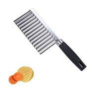Stainless Steel Crinkle Cutter for Potatoes, Kitchen Household Wolf Tooth Potato Wave, French Fry Knife Tools, Comfort Handle (1Pcs)
