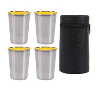 Stainless Steel Cup - Lot de 4 réutilisables en métal | Verre en acier inoxydable | Stackable Drinking Cups for Camping Travel Hiking Outdoor Activities | Best for Kids Camping Hiking Outdoor