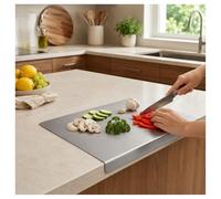 Stainless Steel Cutting Board with Lip, 304 Food Grade Metal Cutting Board for Kitchen Countertop, Meat, Vegetables, Dough & Baking Prep (12"x12"(30 * 30cm))